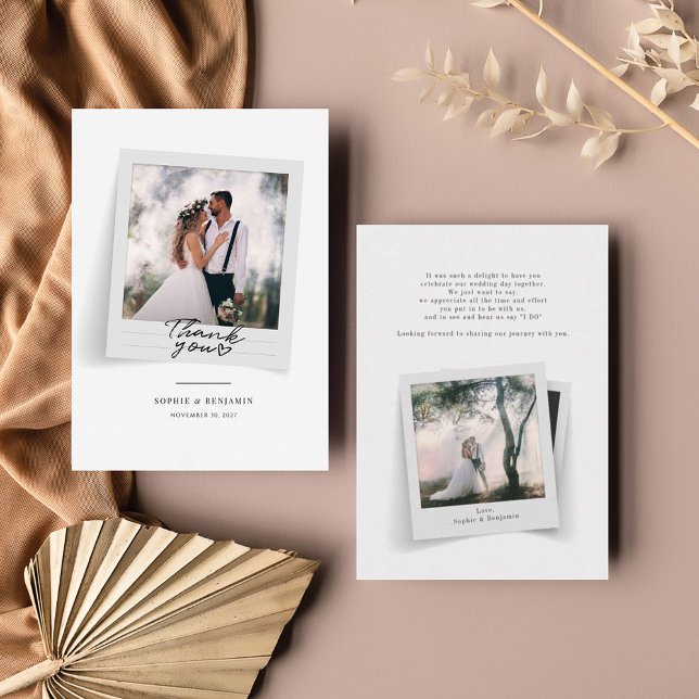 Photo Hand-Lettered Wedding Thank You Note Card (Creator Uploaded)