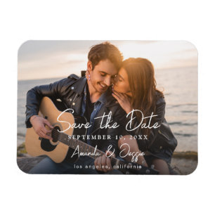 Photo - Handwriting Horizontal Save the Date 3 Magnet