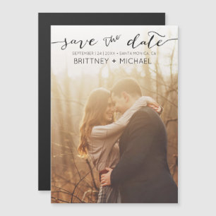 Photo Handwritten Black Save the Date Magnetic Invitation