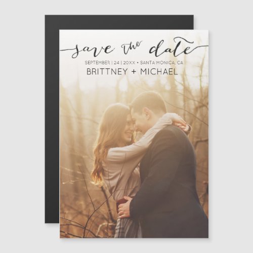 Photo Handwritten Black Save the Date Magnetic Invitation