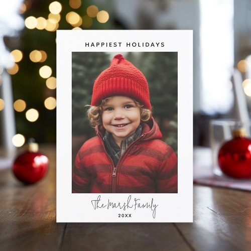 Photo Handwritten Christmas _ Modern Boho Dots Holiday Card