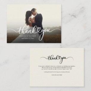 Photo Handwritten Modern Wedding Thank You Note Card