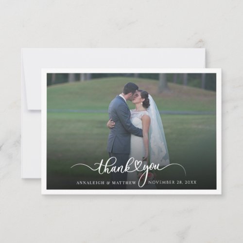Photo Handwritten Script Wedding Thank You Card