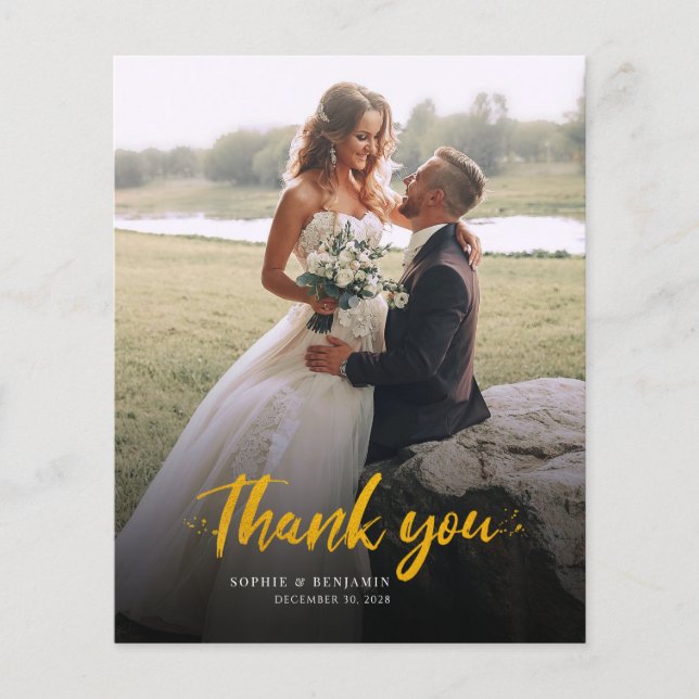 Photo Handwritten Wedding Thank You Card (Front)