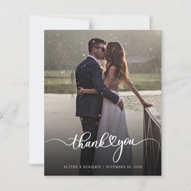 Photo Handwritten Wedding Thank You Card (Front)