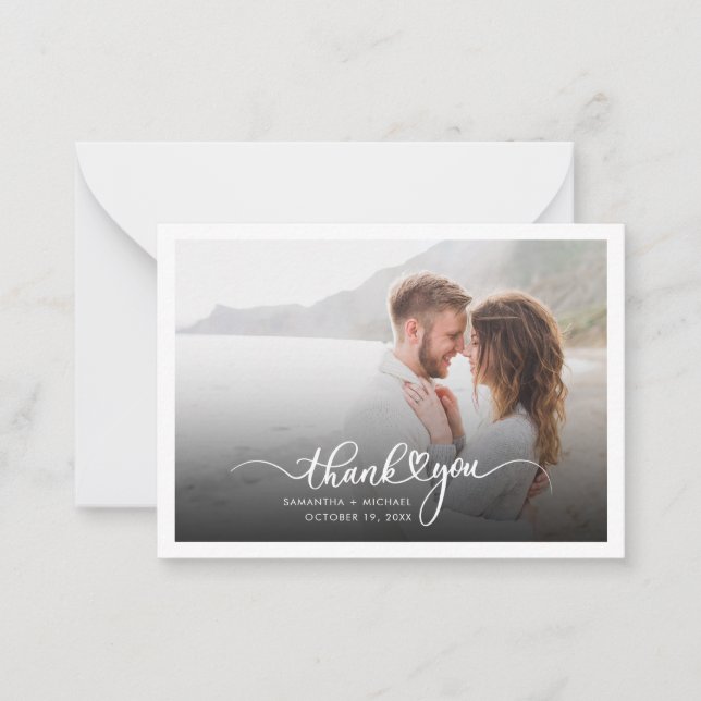 Photo Handwritten Wedding Thank You Card (Front)
