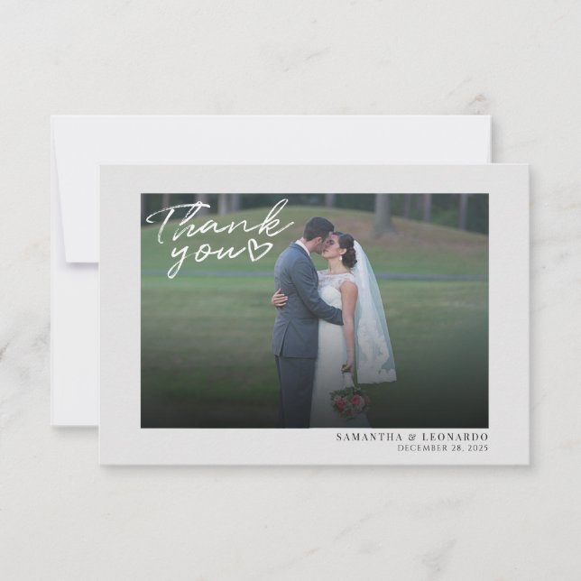Photo Handwritten Wedding Thank You Card (Front)