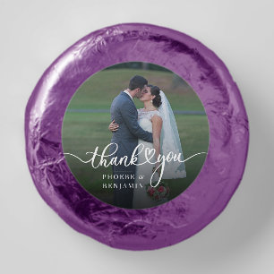 Photo Handwritten Wedding Thank You Card Dipped Oreo Cookie Favors