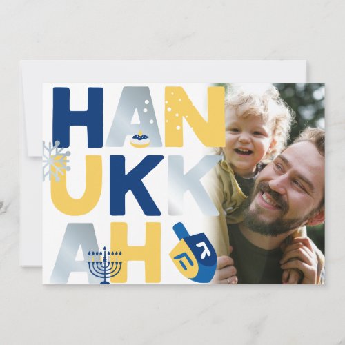 Photo HANUKKAH Menorah Dreidel Greeting Card