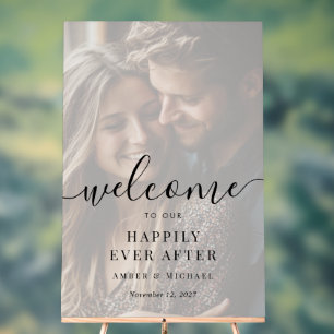 Photo Happily Ever After Wedding Acrylic Sign