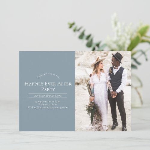 Photo Happily Ever After Wedding Reception Party Invitation