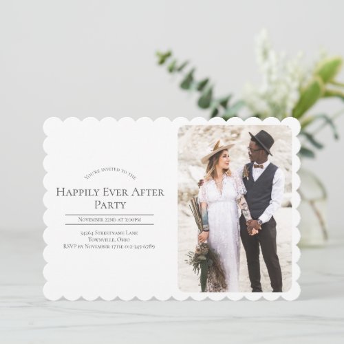 Photo Happily Ever After Wedding Reception Party Invitation