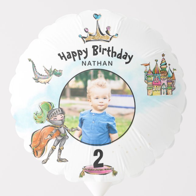 *~* PHOTO Happy Birthday Boy Medieval Balloon (Front)