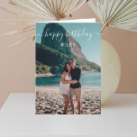 Photo Happy Birthday Card<br><div class="desc">Modern Happy Birthday greeting card features a handwritten calligraphy font. Add your own photo on the front and message inside the card.</div>