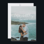 Photo Happy Birthday Card for her/girlfriend/wife<br><div class="desc">Modern Happy Birthday greeting card for girlfriend or wife features a handwritten calligraphy font. Add your own photo on the front and romantic message in the backside of the card..</div>