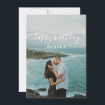 Photo Happy Birthday Card for her/girlfriend/wife<br><div class="desc">Modern Happy Birthday greeting card for girlfriend or wife features a handwritten calligraphy font. Add your own photo on the front and romantic message in the backside of the card..</div>