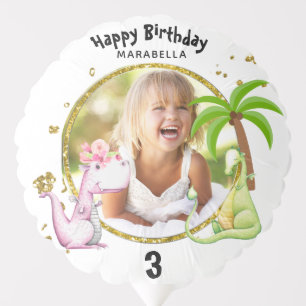 *~* PHOTO Happy Birthday GIRL Dinosaurs Balloon