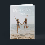 Photo Happy Birthday Name Joy Happiness Love Card<br><div class="desc">This beautiful birthday card allows you to change the photo on the front and personalize the card with the recipient's name. The inside message says "Wishing you all the joy, laughter, and love you deserve on your birthday!" but can be changed to provide a more unique message. Script typography on...</div>