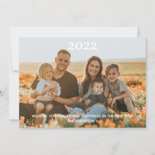 Photo Happy New Year Personalized White Typography Holiday Card