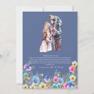 Photo Happy Parents Day Template Flat Holiday Card