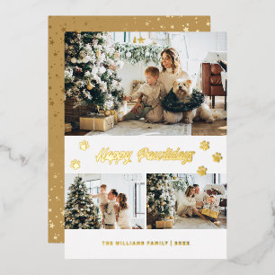 Photo Happy Pawlidays Gold Foil Holiday Card