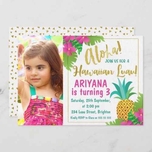 Photo Hawaiian Luau Birthday Invitation