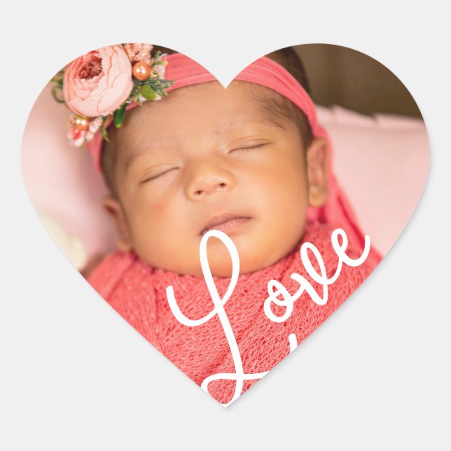Photo Heart and Love Calligraphy Sticker (Front)