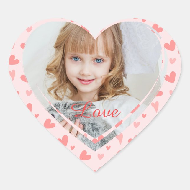 Photo Heart and Love Script  Heart Sticker (Front)