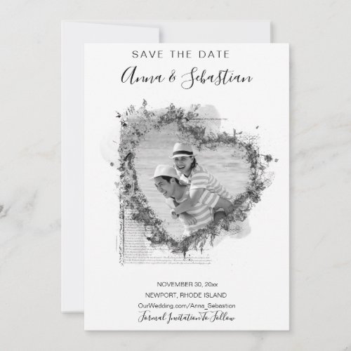  PHOTO Heart AR6 WEDDING SAVE the DATE QR  Invitation