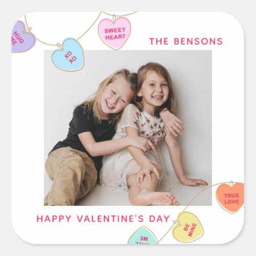 Photo Heart Candy Valentines Day Square Sticker
