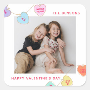Photo Heart Candy Valentine's Day Square Sticker