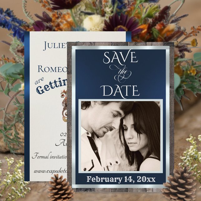 Photo & Heart - Dark Blue Save The Date (Creator Uploaded)