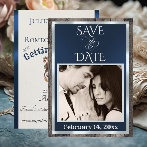 Photo &amp; Heart - Dark Blue Save The Date