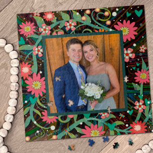 Photo Heart Flowers Pink Pretty Inspirivity Jigsaw Puzzle