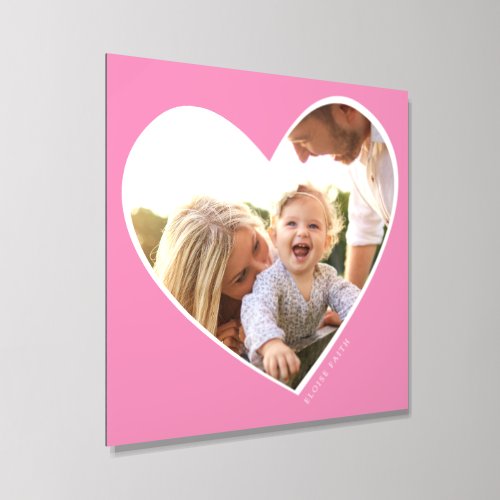 PHOTO HEART FRAME modern cute family pink Acrylic Photo Tile