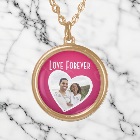 Photo Heart Frame Personalized Pink/white Gold Plated Necklace