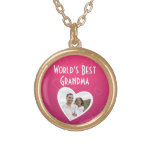 Photo Heart Frame World's Best Grandma Pink/White Gold Plated Necklace