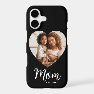 Photo Heart Mom Established Date Script Black Gift iPhone 17 Case