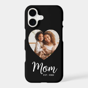 Photo Heart Mom Established Date Script Black Gift iPhone 17 Case