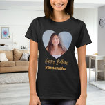 Photo heart name birthday T-Shirt<br><div class="desc">Personalize and add a name and a photo inside the heart shaped frame.</div>