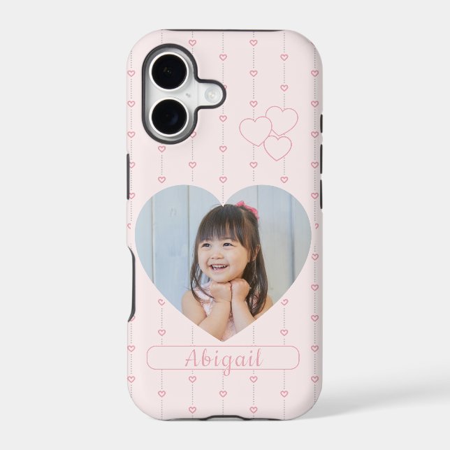 Photo Heart, Name, Pink Hearts Case-Mate iPhone Case (Back)