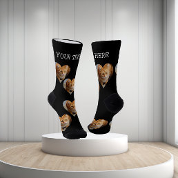 Photo Heart Pet Cat Dog Family Personalized   Socks