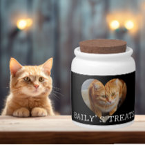 Photo Heart Pet Cat Dog Personalized  Treat Candy Jar