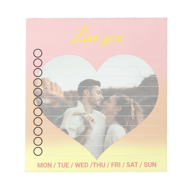 Photo Heart Romantic Sunrise Notepad (Front)
