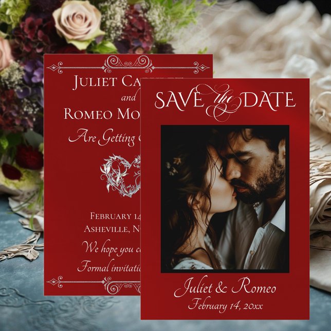 Photo & Heart Save the Date on Red (Creator Uploaded)