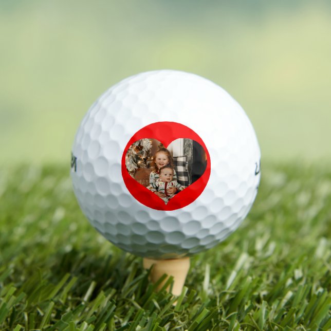 Photo Heart Shape on Red Background Golf Balls (Insitu Tee)
