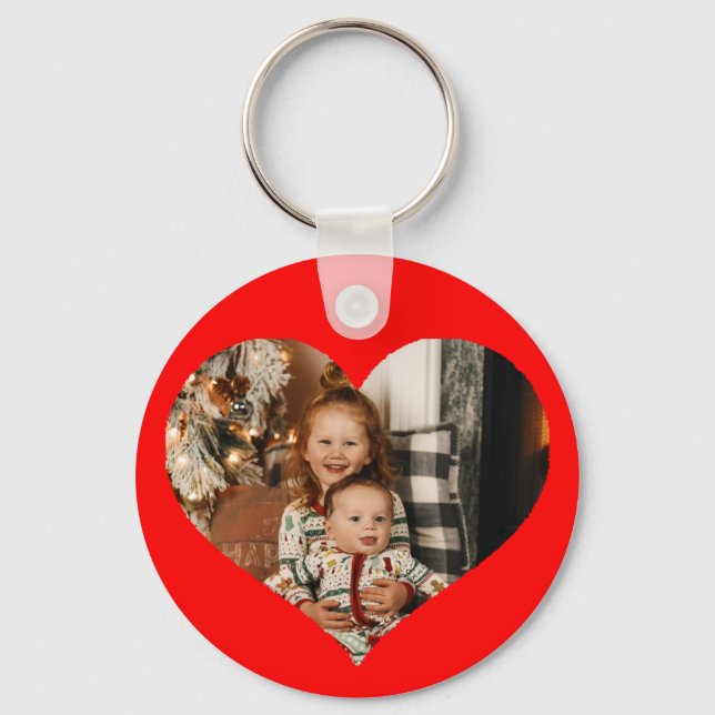 Photo Heart Shape Red Keychain (Front)