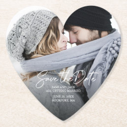 Photo Heart-Shaped Save the Date Coasters