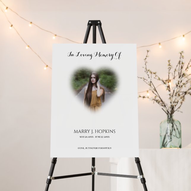 Photo Heart Sympathy Funeral Memorial Foam Board (In Situ (Stand))