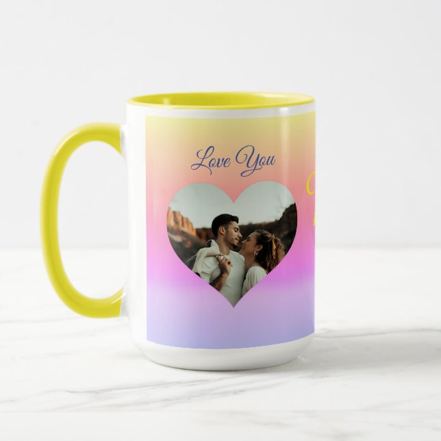 Photo Heart Template Sunrise Couple Mug (Left)